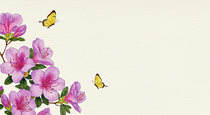 JPG 꽃 분홍색 나비 백그라운드 꽃백그라운드 일러스트 봄꽃 자연 수채화 프레임 사람없음 봄 진달래 한지 철쭉 카피스페이스 봄배경 국내일러스트 AI일러스트 AI콘텐츠 식물 계절 종이 컬러 곤충 공백 생태계 파일형식