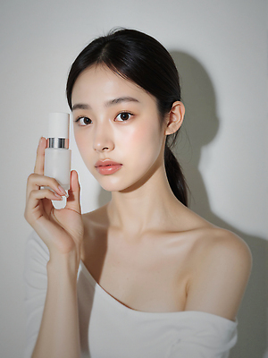 JPG 편집이미지 여자 한명 들기 상반신 성인 화장 뷰티 스킨케어 묶은머리 의료성형뷰티 성인여자한명만 세럼 편집실사 AI인물포토 AI콘텐츠 1 헤어스타일 모션 사람 화장품 CG 여자한명만 성인여자만 파일형식 AI포토