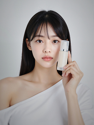 JPG 편집이미지 여자 생머리 한명 들기 상반신 성인 화장 뷰티 스킨케어 의료성형뷰티 성인여자한명만 세럼 편집실사 AI인물포토 AI콘텐츠 1 헤어스타일 모션 사람 화장품 CG 여자한명만 성인여자만 파일형식 AI포토