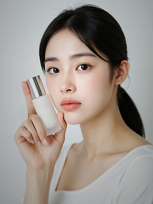 JPG 편집이미지 여자 한명 들기 상반신 성인 화장 뷰티 스킨케어 묶은머리 의료성형뷰티 성인여자한명만 세럼 편집실사 AI인물포토 AI콘텐츠 1 헤어스타일 모션 사람 화장품 CG 여자한명만 성인여자만 파일형식 AI포토