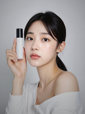 JPG 편집이미지 여자 한명 들기 상반신 성인 화장 뷰티 스킨케어 묶은머리 의료성형뷰티 성인여자한명만 세럼 편집실사 AI인물포토 AI콘텐츠 1 헤어스타일 모션 사람 화장품 CG 여자한명만 성인여자만 파일형식 AI포토