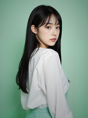 JPG 편집이미지 원피스 여자 한명 상반신 성인 뷰티 뒤돌아보기 민트색 뷰티풀 의료성형뷰티 성인여자한명만 편집실사 AI인물포토 AI콘텐츠 1 옷 컬러 모션 사람 CG 여자한명만 성인여자만 파일형식 AI포토