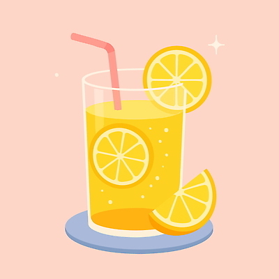 분홍색 일러스트 잔 빨대 사람없음 반짝임 레몬 레모네이드 컵받침 슬라이스 레몬장식 국내일러스트 AI파일 식기 컬러 과일 모션 장식 받침대 에이드 파일형식 벡터