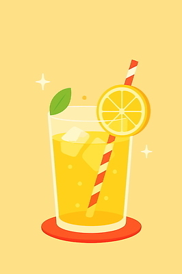 잎 일러스트 잔 빨대 사람없음 반짝임 레몬 레모네이드 컵받침 슬라이스 레몬장식 연노랑색 국내일러스트 AI파일 식물 식기 과일 모션 장식 노란색 받침대 에이드 파일형식 벡터
