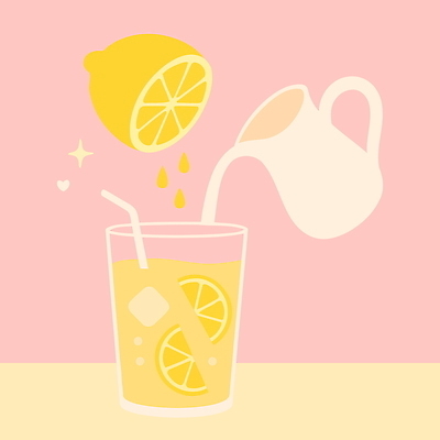 분홍색 일러스트 주전자 잔 빨대 사람없음 반짝임 얼음 붓기 레몬 레모네이드 슬라이스 과즙 레몬장식 국내일러스트 AI파일 자연요소 식기 컬러 과일 모션 주방용품 장식 에이드 파일형식 벡터