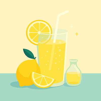 일러스트 유리병 잔 빨대 사람없음 반짝임 레몬 레모네이드 슬라이스 레몬장식 연노랑색 국내일러스트 AI파일 식기 과일 모션 병_용기 장식 노란색 에이드 파일형식 벡터