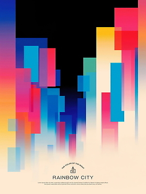 PSD 일러스트 빌딩 사람없음 어둠 도시 그라데이션 무지개색 국내일러스트 건물 컬러풀 파일형식