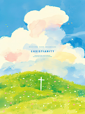 PSD 구름 편집이미지 기독교 십자가 꽃밭 하늘 수채화 풍경 잔디 사람없음 언덕 이미지편집 자연요소 식물 꽃 종교 파일형식