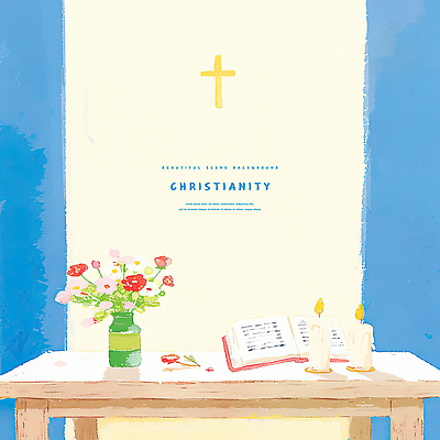 PSD 편집이미지 기독교 십자가 초 수채화 사람없음 꽃병 성경 책상 이미지편집 꽃 종교 가구 종교용품 파일형식