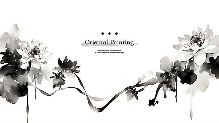 PSD 백그라운드 일러스트 붓터치 흑백 연꽃 수묵화 사람없음 먹 동양화 번짐 국내일러스트 꽃 서예 촬영기법 미술 파일형식 효과