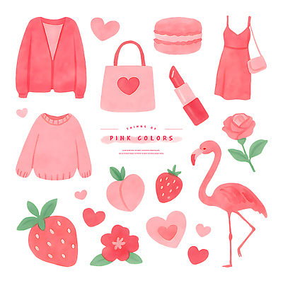 PSD 원피스 분홍색 잎 일러스트 딸기 수채화 사람없음 장미 립스틱 하트 스웨터 플라밍고 카디건 오브젝트 복숭아 숄더백 마카롱 에코백 엘리먼트 국내일러스트 모양 식물 옷 꽃 컬러 상의 가방 과일 조류 디저트 화장품 외투 에코 파일형식