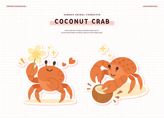 꽃 동물캐릭터 일러스트 들기 사람없음 빨간색 반짝임 게 하트 코코넛 일러캐릭터 AI파일 모양 식물 동물 캐릭터 컬러 과일 모션 갑각류 파일형식 벡터