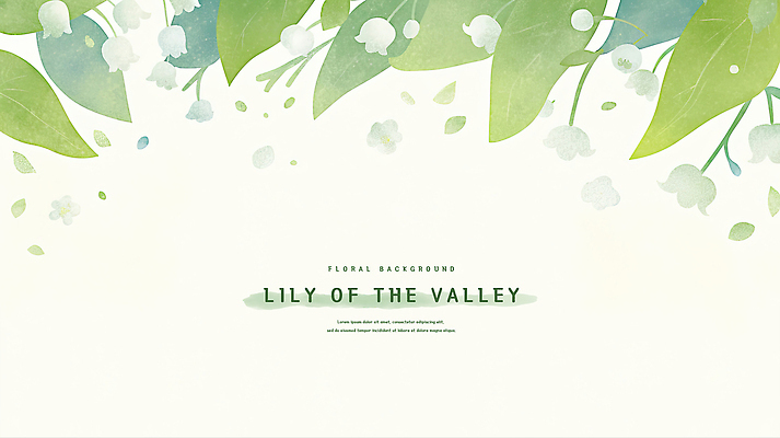 PSD 잎 일러스트 수채화 사람없음 초록색 은방울꽃 카피스페이스 국내일러스트 식물 꽃 컬러 공백 파일형식