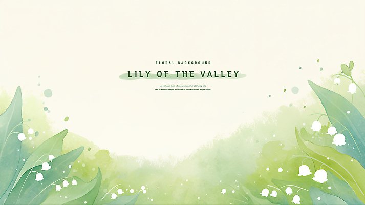 PSD 잎 일러스트 수채화 사람없음 초록색 은방울꽃 카피스페이스 국내일러스트 식물 꽃 컬러 공백 파일형식