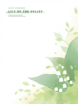 PSD 잎 일러스트 수채화 사람없음 초록색 은방울꽃 카피스페이스 국내일러스트 식물 꽃 컬러 공백 파일형식