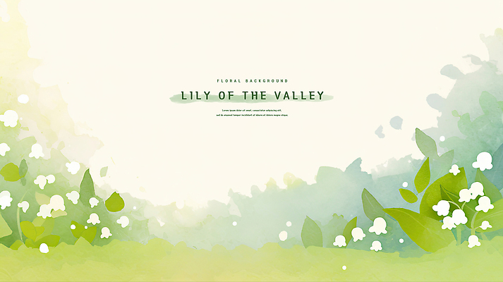 PSD 잎 일러스트 수채화 사람없음 초록색 은방울꽃 카피스페이스 국내일러스트 식물 꽃 컬러 공백 파일형식