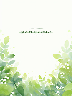 PSD 잎 일러스트 수채화 사람없음 초록색 은방울꽃 카피스페이스 국내일러스트 식물 꽃 컬러 공백 파일형식