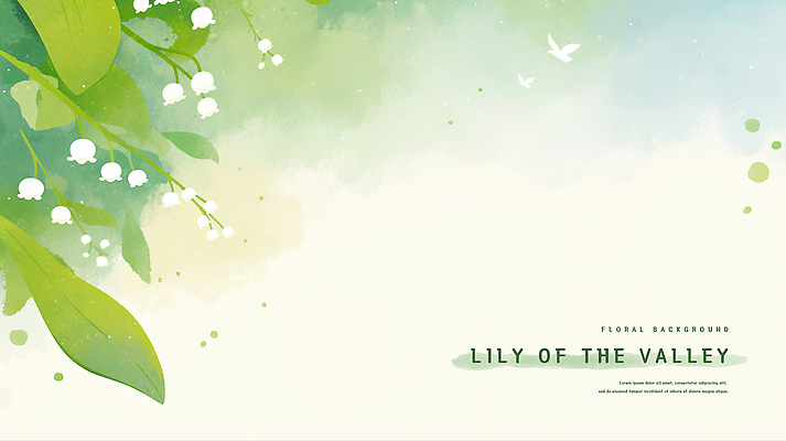 PSD 잎 일러스트 조류 수채화 사람없음 초록색 은방울꽃 카피스페이스 국내일러스트 식물 동물 꽃 컬러 공백 파일형식