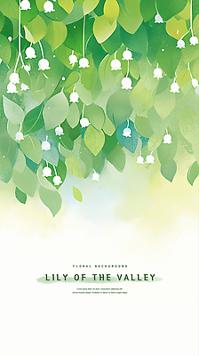 PSD 잎 일러스트 수채화 사람없음 초록색 은방울꽃 카피스페이스 국내일러스트 식물 꽃 컬러 공백 파일형식