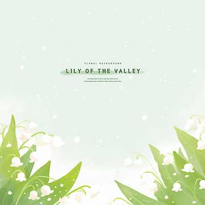 PSD 잎 일러스트 수채화 사람없음 은방울꽃 민트색 카피스페이스 국내일러스트 식물 꽃 컬러 공백 파일형식
