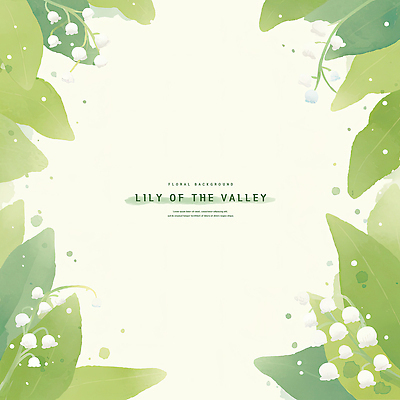 PSD 잎 일러스트 수채화 사람없음 초록색 은방울꽃 카피스페이스 국내일러스트 식물 꽃 컬러 공백 파일형식