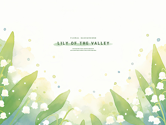 PSD 잎 일러스트 수채화 사람없음 초록색 은방울꽃 카피스페이스 국내일러스트 식물 꽃 컬러 공백 파일형식