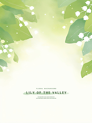 PSD 잎 일러스트 수채화 사람없음 초록색 은방울꽃 카피스페이스 국내일러스트 식물 꽃 컬러 공백 파일형식