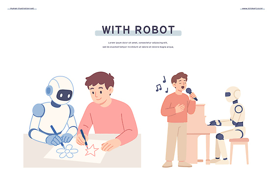 전신 남자 종이 연주 음표 일러스트 노래 색연필 미소 들기 상반신 성인 두명 일상 눈감음 잡기 그리기 피아노 마이크 피아노의자 성인남자만 휴머노이드 국내일러스트 AI파일 기호 음악 음향기기 의자 모션 학용품 표정 사람 라이프 건반악기 로봇 남자만 성인만 파일형식 벡터