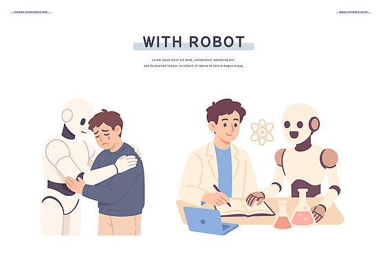 남자 일러스트 포옹 실험 미소 상반신 성인 두명 일상 노트북 펜 눈감음 공책 슬픔 잡기 실험복 과학자 눈물 삼각플라스크 성인남자만 휴머노이드 국내일러스트 AI파일 직업 감정 과학 안기 모션 문구용품 표정 사람 라이프 전자제품 필기구 가운 로봇 플라스크 학자 남자만 성인만 파일형식 벡터