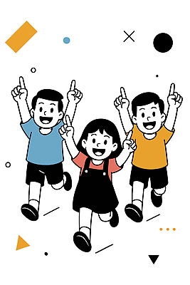 전신 여자 남자 어린이 일러스트 웃음 소녀 소년 세명 친구 달리기 손들기 유치원생 즐거움 어린이만 국내일러스트 AI파일 감정 관계 모션 표정 사람 파일형식 벡터