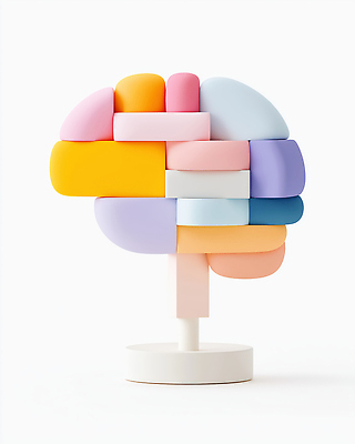 JPG 편집이미지 추상 사람없음 컬러풀 조형물 3D 모형 뇌 편집3D AI컴퓨터그래픽 AI콘텐츠 컬러 무늬 미술 디지털합성 파일형식