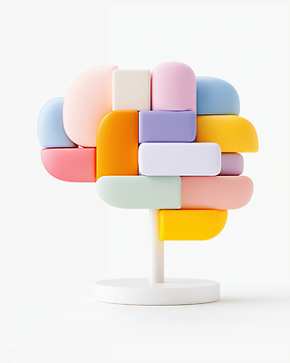 JPG 편집이미지 추상 사람없음 컬러풀 조형물 3D 모형 뇌 편집3D AI컴퓨터그래픽 AI콘텐츠 컬러 무늬 미술 디지털합성 파일형식