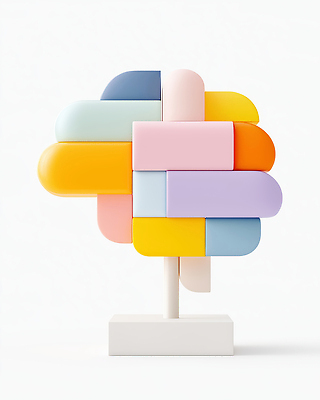 JPG 편집이미지 추상 사람없음 컬러풀 조형물 3D 모형 뇌 편집3D AI컴퓨터그래픽 AI콘텐츠 컬러 무늬 미술 디지털합성 파일형식