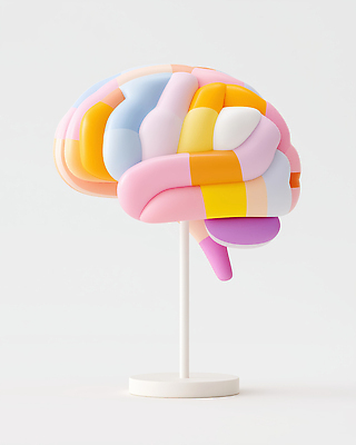 JPG 편집이미지 추상 사람없음 컬러풀 조형물 3D 모형 뇌 편집3D AI컴퓨터그래픽 AI콘텐츠 컬러 무늬 미술 디지털합성 파일형식