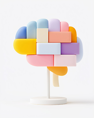 JPG 편집이미지 추상 사람없음 컬러풀 조형물 3D 모형 뇌 편집3D AI컴퓨터그래픽 AI콘텐츠 컬러 무늬 미술 디지털합성 파일형식