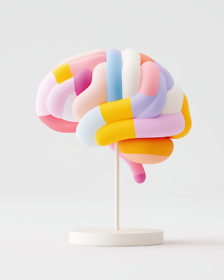 JPG 편집이미지 추상 사람없음 컬러풀 조형물 3D 모형 뇌 편집3D AI컴퓨터그래픽 AI콘텐츠 컬러 무늬 미술 디지털합성 파일형식