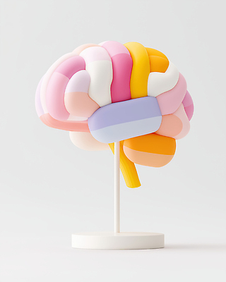 JPG 편집이미지 추상 사람없음 컬러풀 조형물 3D 모형 뇌 편집3D AI컴퓨터그래픽 AI콘텐츠 컬러 무늬 미술 디지털합성 파일형식