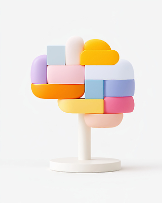 JPG 편집이미지 추상 사람없음 컬러풀 조형물 3D 모형 뇌 편집3D AI컴퓨터그래픽 AI콘텐츠 컬러 무늬 미술 디지털합성 파일형식