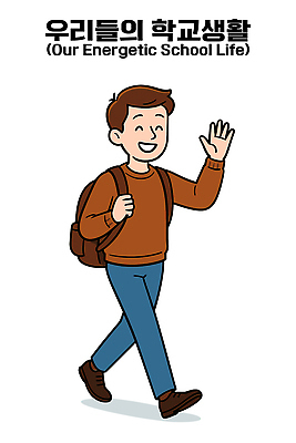 전신 남자 일러스트 한명 웃음 성인 스쿨라이프 걷기 캠퍼스라이프 손인사 성인남자한명만 일러캐릭터 AI파일 캐릭터 1 라이프스타일 학교 모션 표정 사람 인사 남자한명만 성인남자만 파일형식 벡터