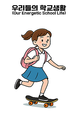 전신 여자 교복 일러스트 청소년 책가방 한명 미소 스쿨라이프 잡기 스케이트보드 밀기 보트타기 십대여자한명만 일러캐릭터 AI파일 캐릭터 1 라이프스타일 옷 가방 학교 모션 표정 사람 보드_스포츠 승차 여자한명만 십대여자만 파일형식 벡터