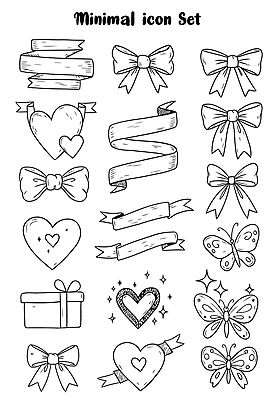 아이콘 리본 나비 스티커 사람없음 선물상자 반짝임 세트 라벨 하트 라인아트 심플 드로잉 미니멀 2D아이콘 AI파일 모양 선 곤충 모션 프레임 선물 미술 상자 파일형식 벡터