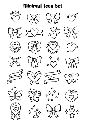 도형 아이콘 리본 나비 스티커 사람없음 반짝임 세트 라벨 하트 라인아트 심플 드로잉 미니멀 2D아이콘 AI파일 모양 선 곤충 모션 프레임 미술 파일형식 벡터