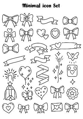 아이콘 꽃 별 리본 나비 스티커 편지봉투 사람없음 반짝임 세트 라벨 라인아트 심플 하트풍선 드로잉 미니멀 2D아이콘 AI파일 자연요소 식물 선 곤충 모션 봉투 프레임 미술 하트 편지 풍선 파일형식 벡터