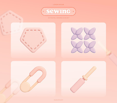 PSD 아이콘 분홍색 꽃무늬 사람없음 3D아이콘 3D 바느질 자수 옷핀 부자재 손바느질 접착제 편집3D 꽃 컬러 무늬 풀_접착제 디지털합성 파일형식