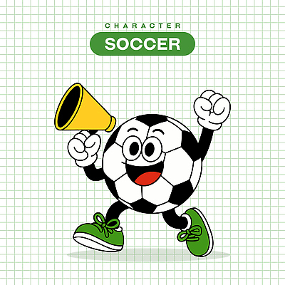 일러스트 축구공 웃음 들기 사람없음 초록색 손들기 걷기 귀여움 파이팅 축구 확성기 축구캐릭터 일러캐릭터 AI파일 캐릭터 컬러 컨셉 공 축구용품 모션 표정 구기 스포츠캐릭터 파일형식 벡터