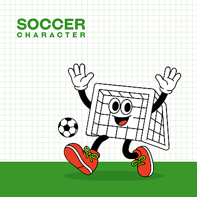 일러스트 축구공 웃음 사람없음 초록색 달리기 손들기 귀여움 축구골대 축구캐릭터 일러캐릭터 AI파일 캐릭터 컬러 컨셉 공 축구용품 모션 표정 축구 골대 스포츠캐릭터 파일형식 벡터