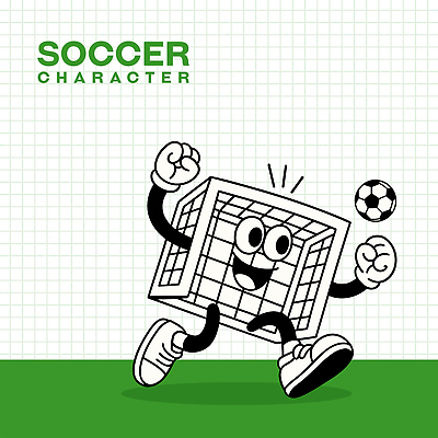 일러스트 축구공 웃음 사람없음 초록색 달리기 손들기 귀여움 축구골대 축구캐릭터 일러캐릭터 AI파일 캐릭터 컬러 컨셉 공 축구용품 모션 표정 축구 골대 스포츠캐릭터 파일형식 벡터