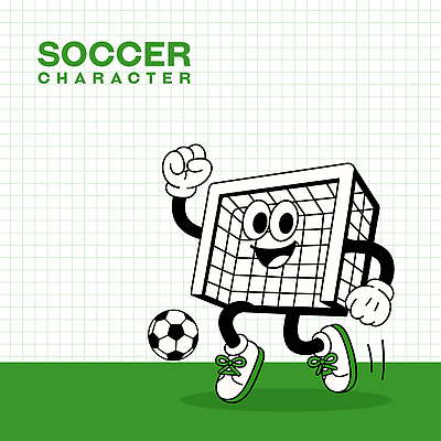 일러스트 축구공 웃음 사람없음 초록색 손들기 귀여움 점프 축구골대 축구캐릭터 일러캐릭터 AI파일 캐릭터 컬러 컨셉 공 축구용품 모션 표정 축구 골대 스포츠캐릭터 파일형식 벡터