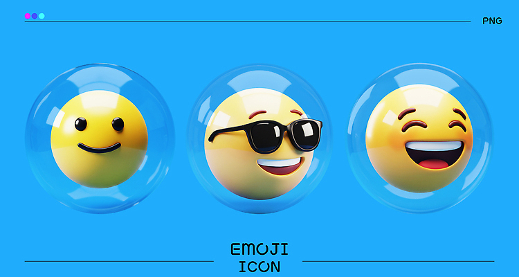 PSD 편집이미지 행복 하늘색 3D캐릭터 미소 웃음 사람없음 세트 선글라스 3D 이모지 편집3D 캐릭터 감정 안경 표정 파란색 디지털합성 파일형식