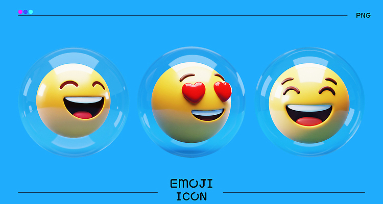 PSD 편집이미지 행복 하늘색 3D캐릭터 사랑 웃음 사람없음 세트 3D 하트 반하는 이모지 편집3D 모양 캐릭터 감정 컨셉 표정 파란색 디지털합성 파일형식